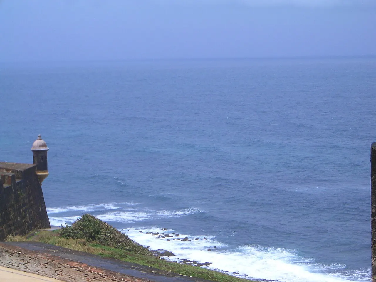 A sentry box of Castillo San Felipe del Morro above the sea in Old San Juan
